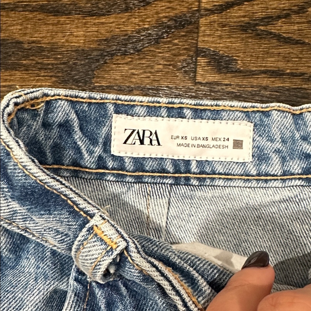 Zara Light Blue Denim Skorts xs - Picture 4 of 5